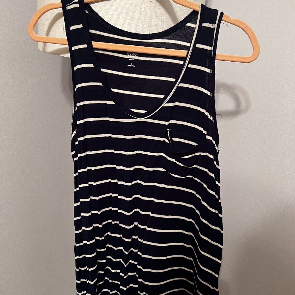Flowy Blue and White Striped Tank